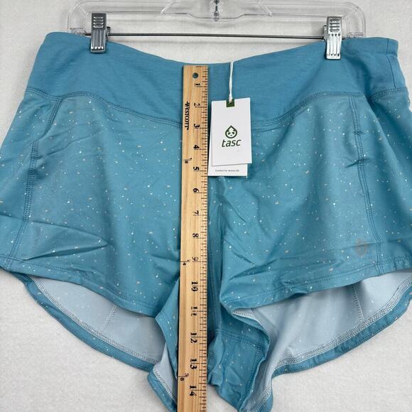 Tasc Recess Running Shorts Womens Size XL Lake Blue Speck Lined Stretch - Picture 9 of 11
